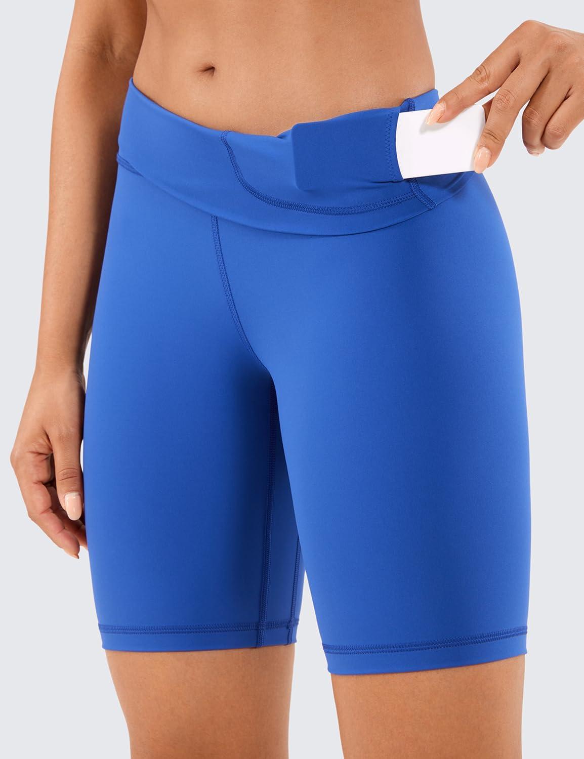 imageCRZ YOGA Womens Naked Feeling Biker Shorts 8 Inches High Waisted Yoga Workout Gym Running SpandexWaves Blue