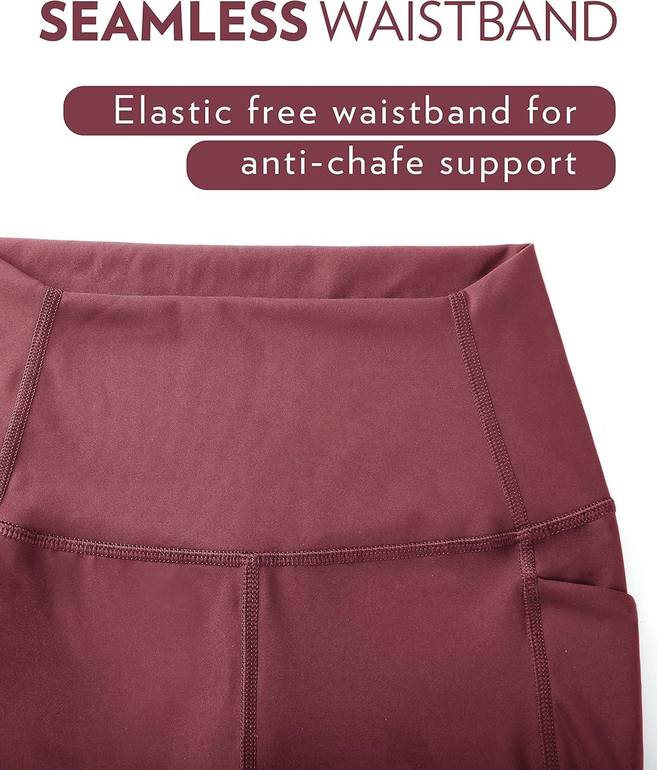 imageCRZ YOGA Womens Naked Feeling Biker Shorts with Pockets 5 High Waisted Yoga Gym Workout SpandexMisty Merlot