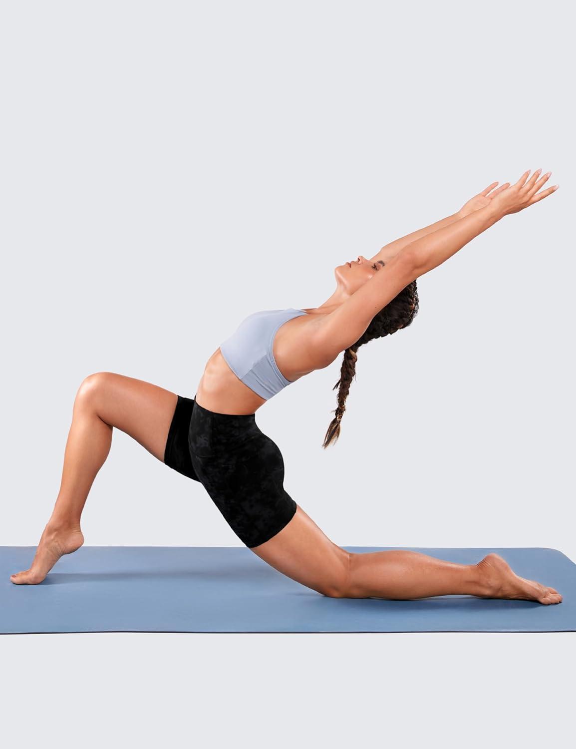 imageCRZ YOGA Womens Naked Feeling Biker Shorts with Pockets 5 High Waisted Yoga Gym Workout SpandexTie Dye Smoke Ink