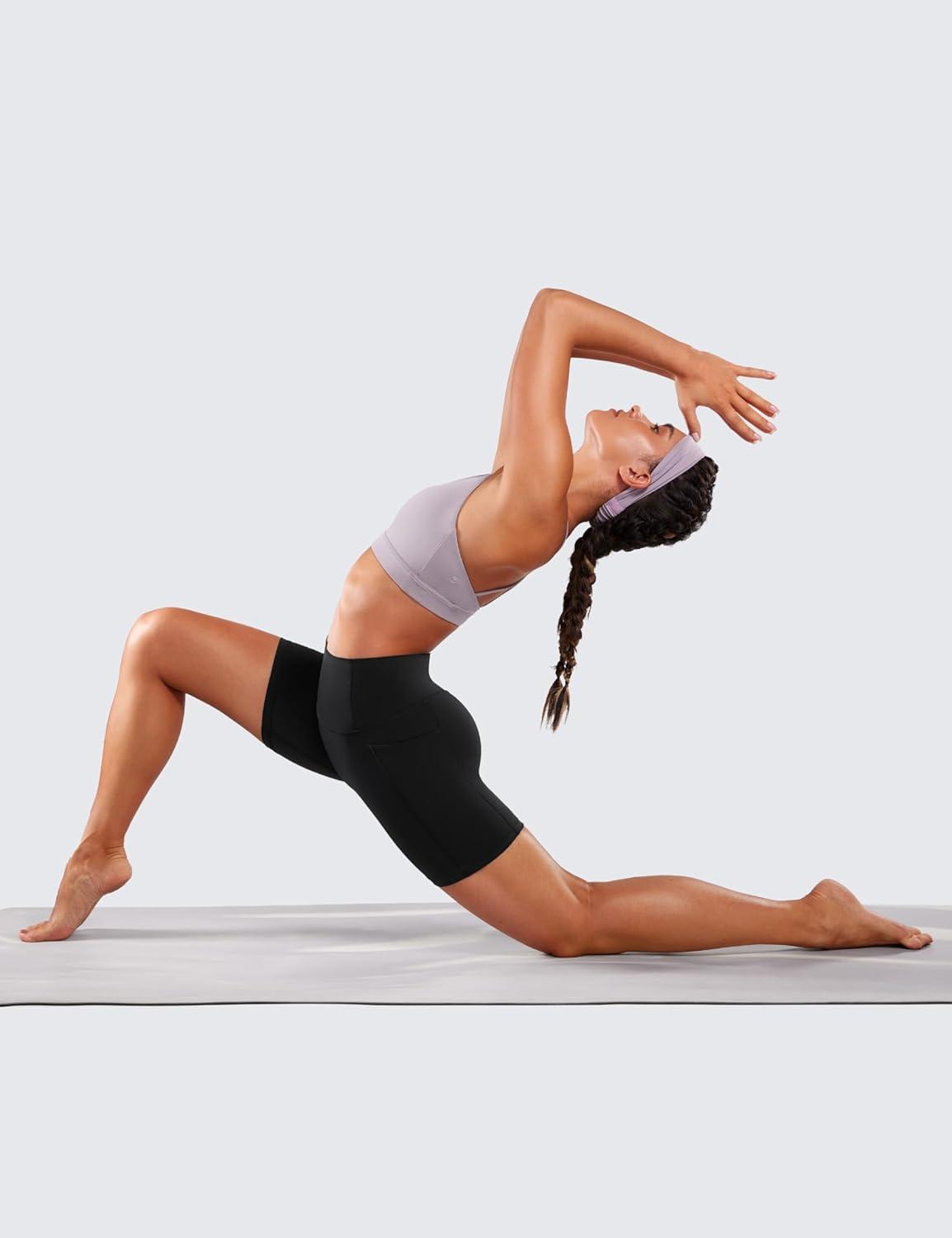 imageCRZ YOGA Womens Naked Feeling Biker Shorts with Pockets 6 High Waisted Yoga Gym Workout SpandexBlack