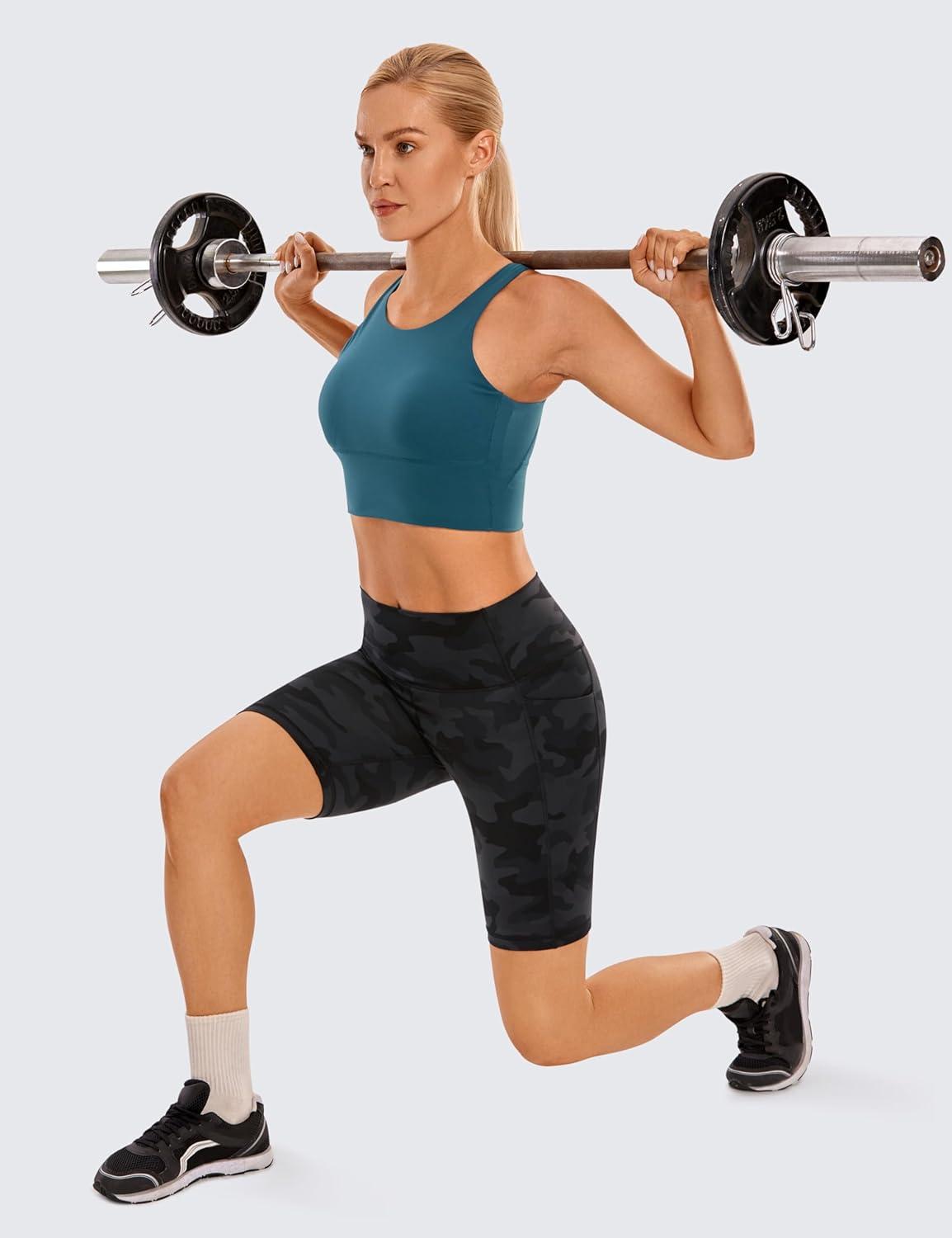 imageCRZ YOGA Womens Naked Feeling Biker Shorts with Pockets 8 High Waisted Yoga Gym Workout SpandexDark Grey Camouflage