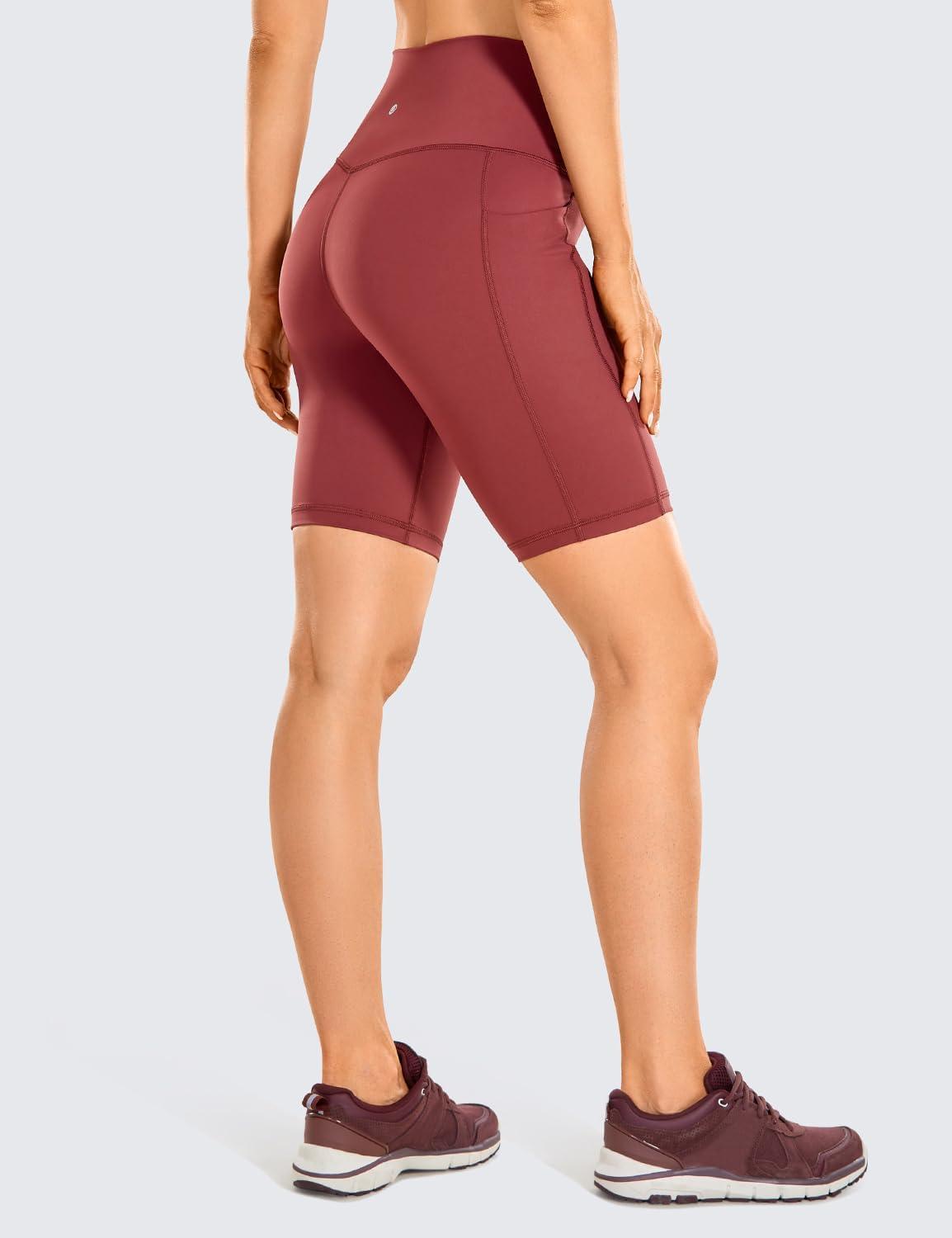 imageCRZ YOGA Womens Naked Feeling Biker Shorts with Pockets 8 High Waisted Yoga Gym Workout SpandexSavannah