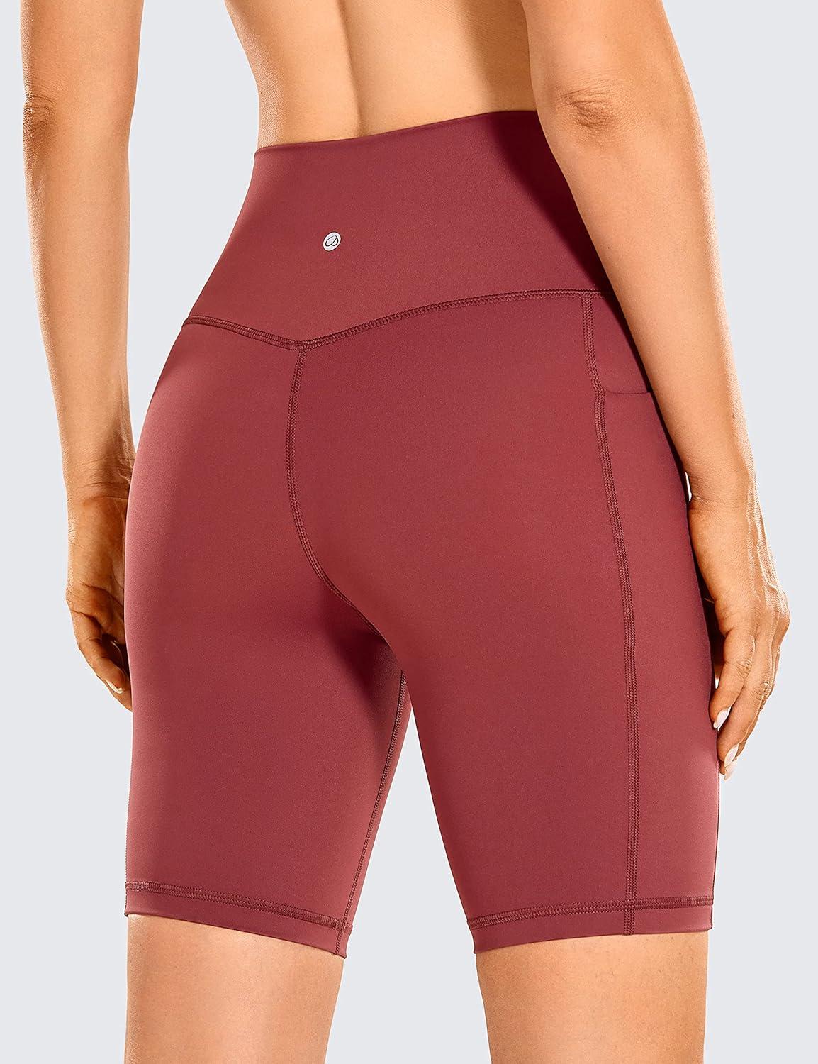imageCRZ YOGA Womens Naked Feeling Biker Shorts with Pockets 8 High Waisted Yoga Gym Workout SpandexSavannah