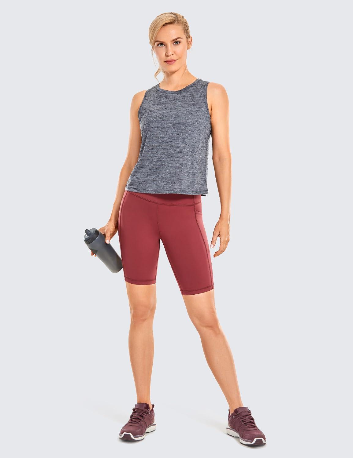 imageCRZ YOGA Womens Naked Feeling Biker Shorts with Pockets 8 High Waisted Yoga Gym Workout SpandexSavannah