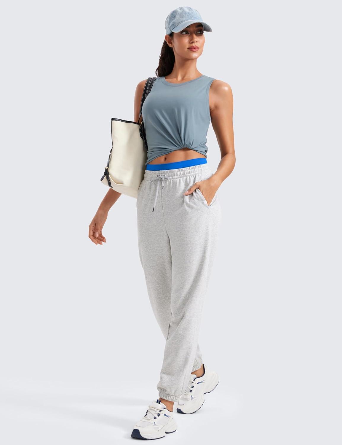 imageCRZ YOGA Womens Pima Cotton Sleeveless Loose Tank Tops Exercise Gym Yoga Tops Athletic ShirtsBelgian Blue