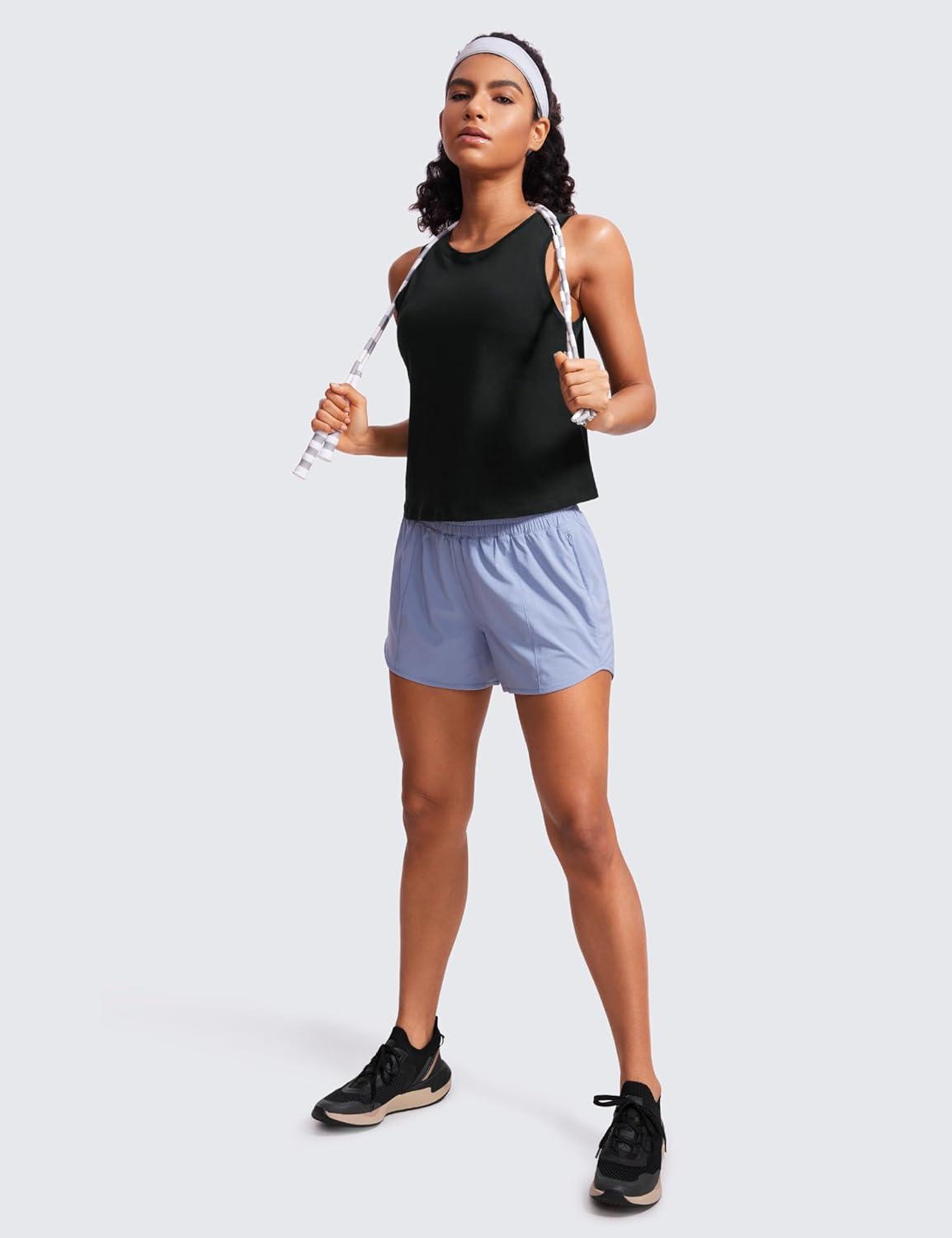 imageCRZ YOGA Womens Pima Cotton Sleeveless Loose Tank Tops Exercise Gym Yoga Tops Athletic ShirtsBlack