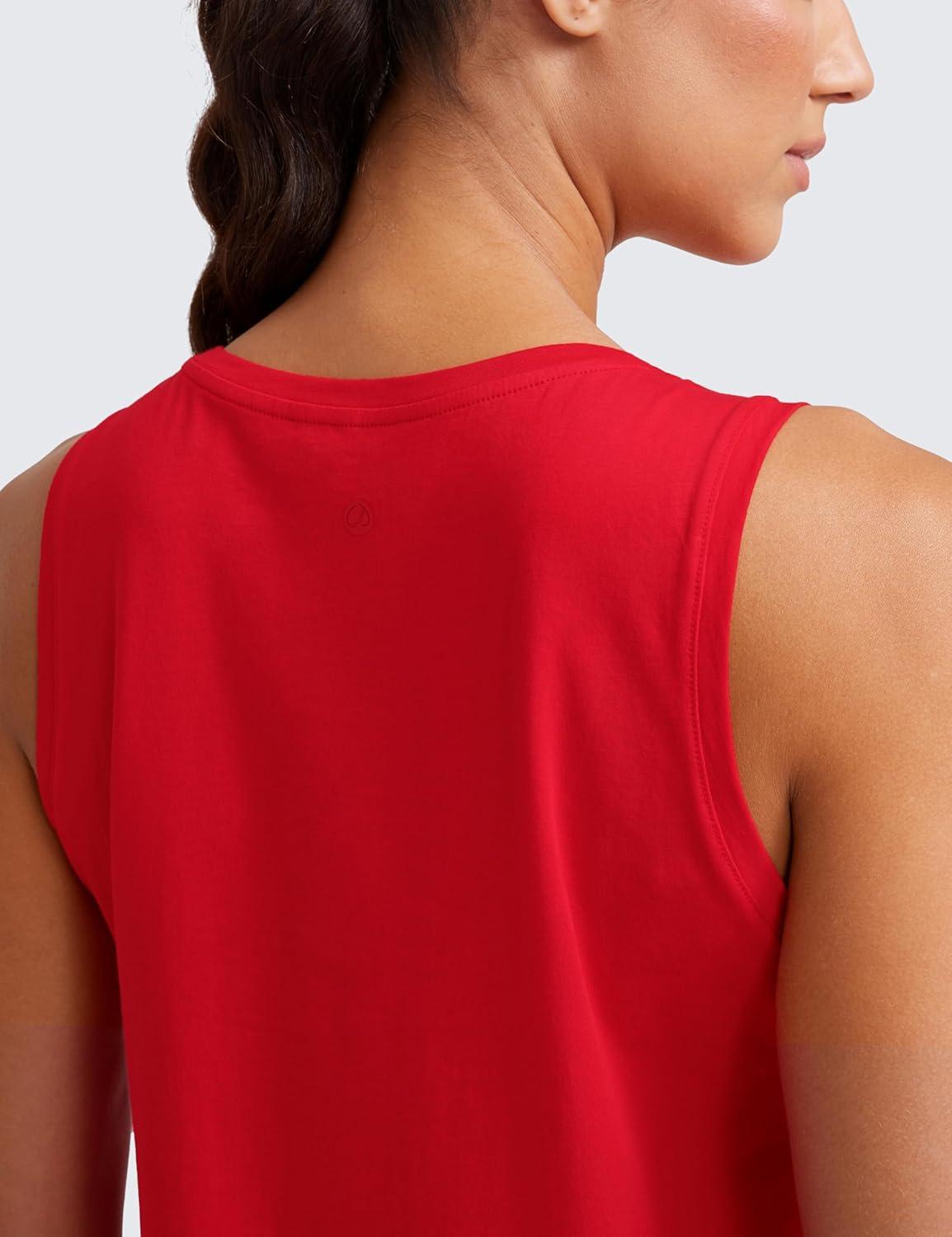 imageCRZ YOGA Womens Pima Cotton Sleeveless Loose Tank Tops Exercise Gym Yoga Tops Athletic ShirtsFestival Red