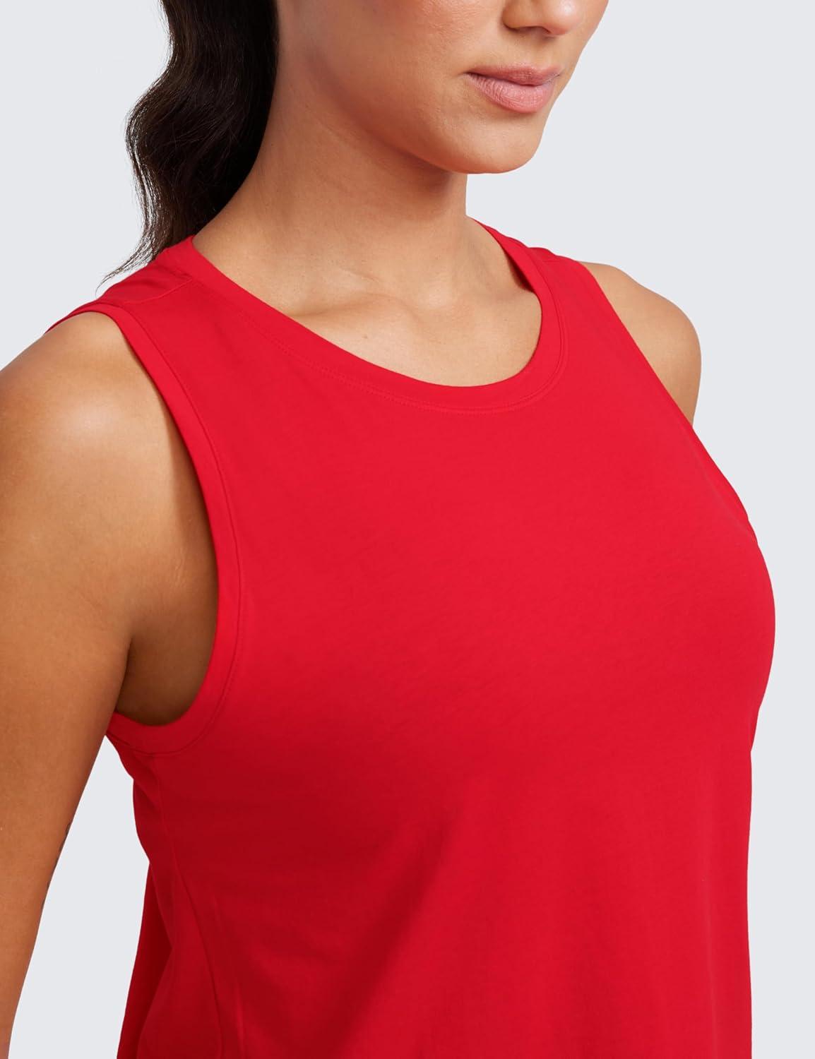 imageCRZ YOGA Womens Pima Cotton Sleeveless Loose Tank Tops Exercise Gym Yoga Tops Athletic ShirtsFestival Red
