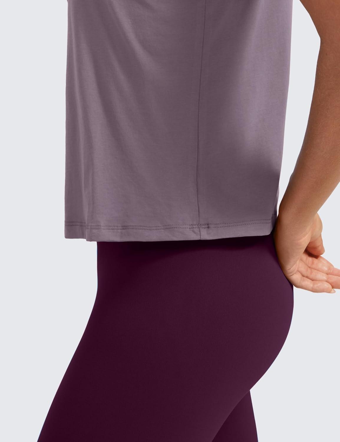 imageCRZ YOGA Womens Pima Cotton Sleeveless Loose Tank Tops Exercise Gym Yoga Tops Athletic ShirtsPurple Gray