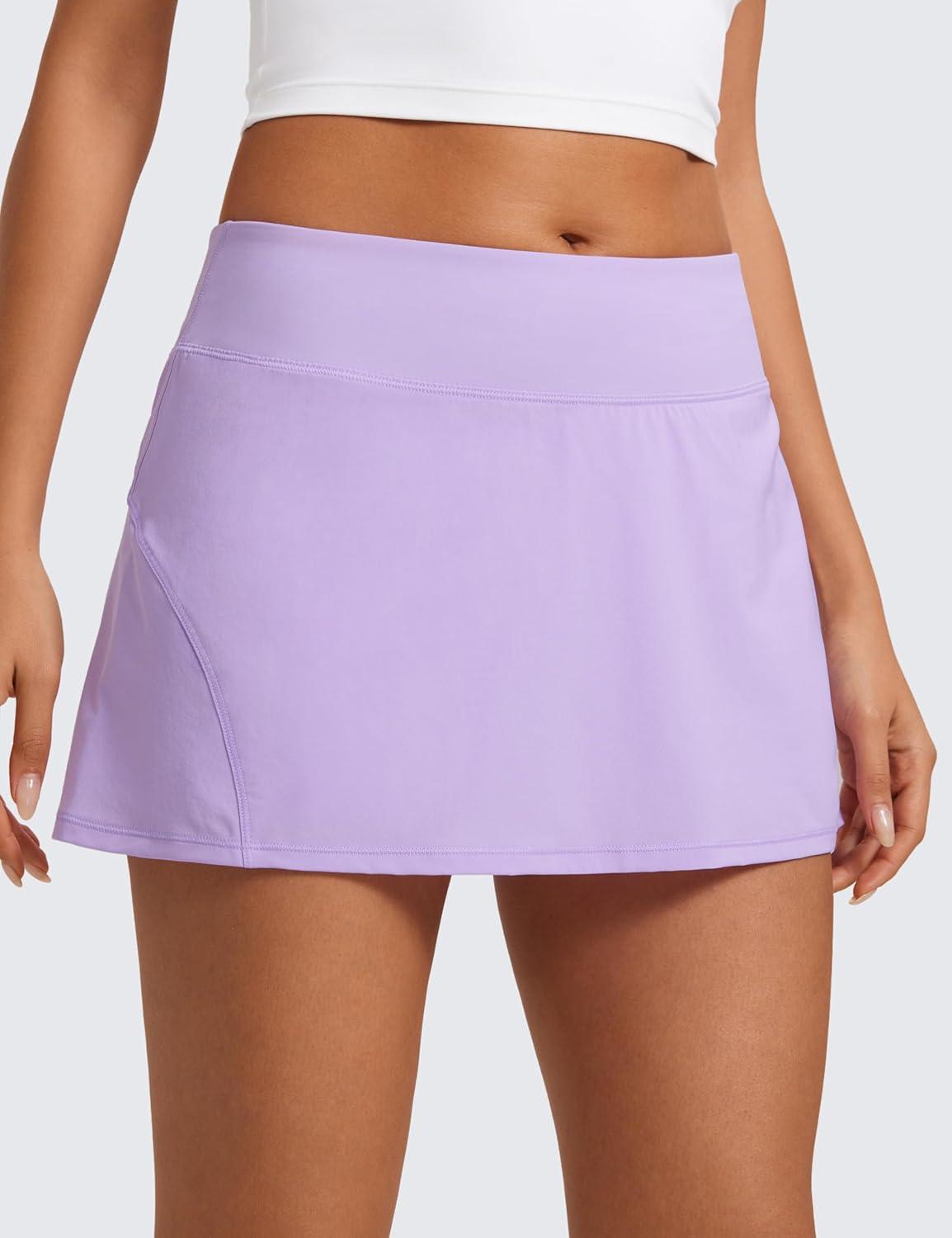 imageCRZ YOGA Womens Quick Dry Pleated Tennis Skirts Mid Waisted Cute Athletic Workout Running Sports Golf Skorts VolleyballLilac