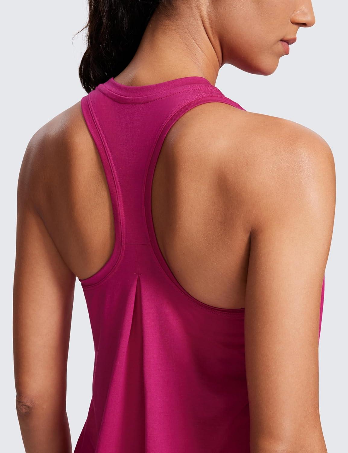 imageCRZ YOGA Womens Racerback Yoga Tank Tops High Crewneck Soft Casual Workout Sleeveless Flowy ShirtsGranita Pink