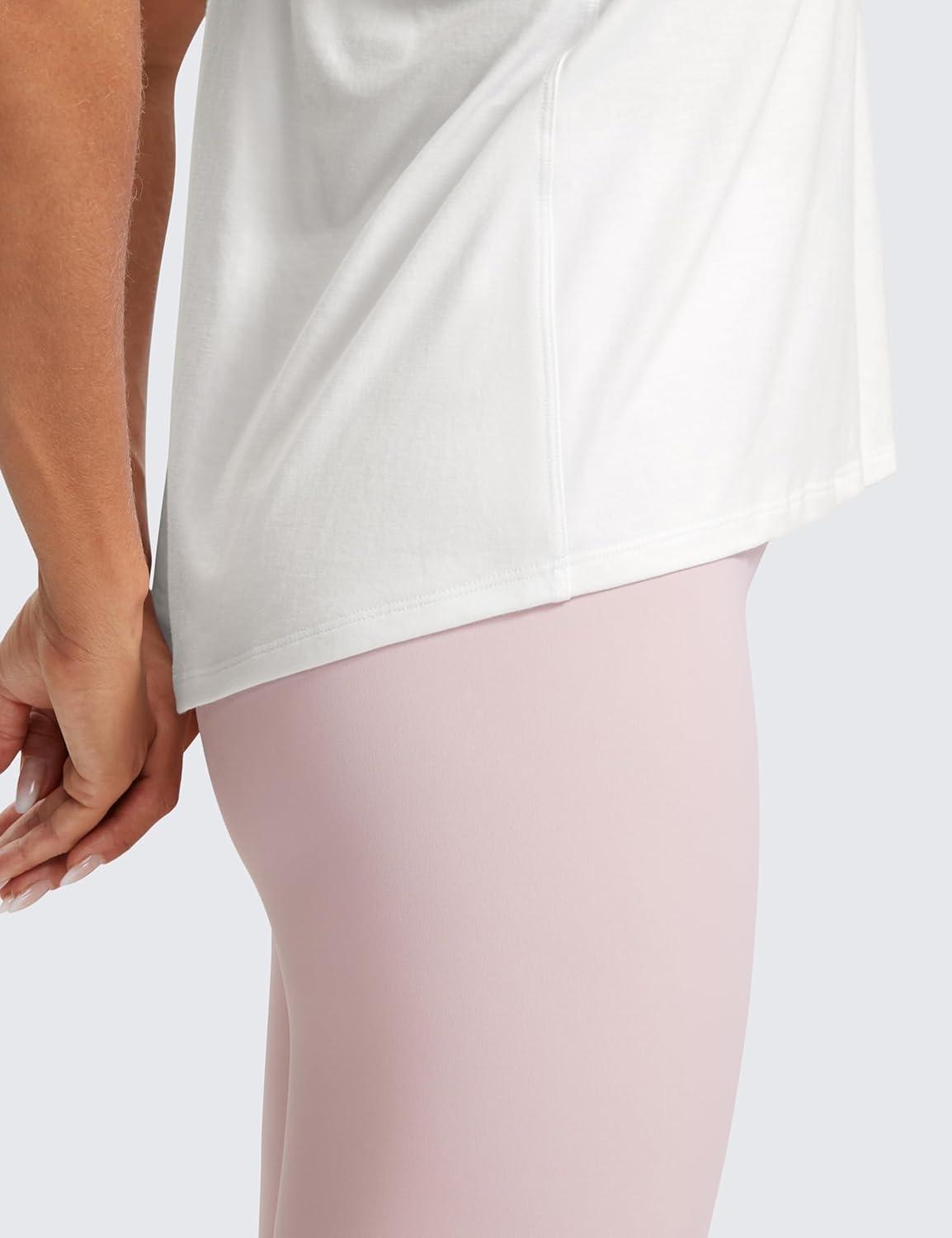 imageCRZ YOGA Womens Racerback Yoga Tank Tops High Crewneck Soft Casual Workout Sleeveless Flowy ShirtsWhite