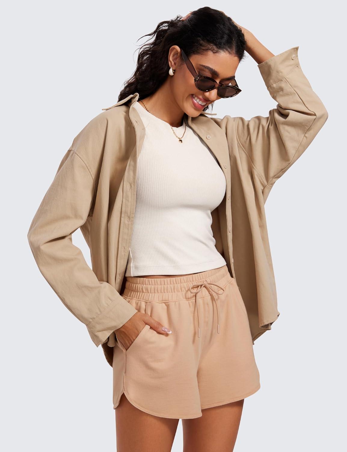 imageCRZ YOGA Womens Ribbed High Neck Tanks Sleeveless Fitted Basic Tops Going Out Casual Yoga Workout ShirtsMilky White Bone