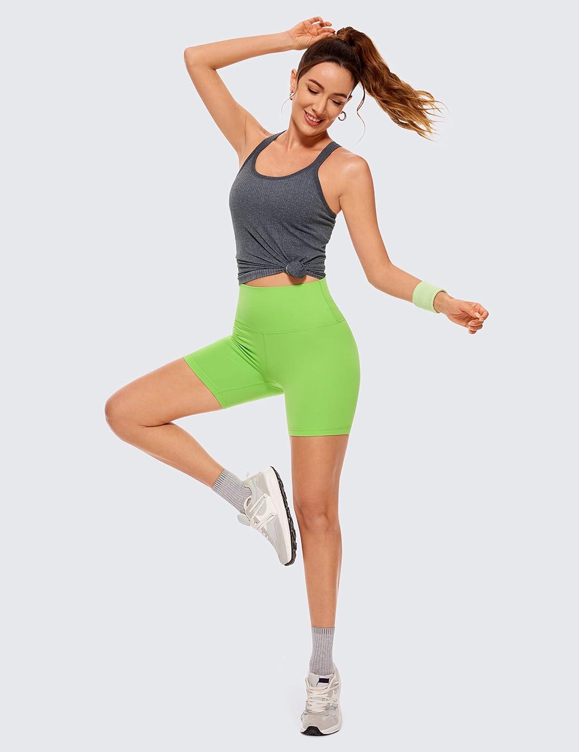 imageCRZ YOGA Womens Seamless Ribbed Racerback Tank Tops with Built in Bra Padded Scoop Neck Slimming Athletic Long CamisoleLight Gray 7