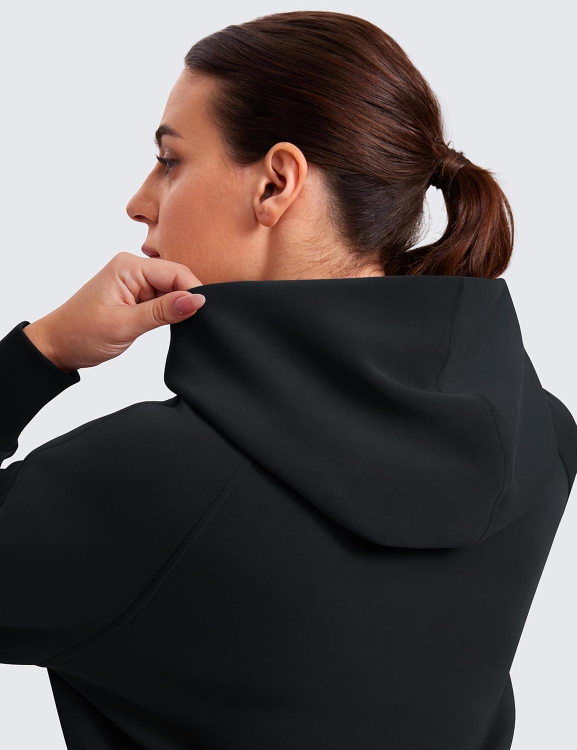 imageCRZ YOGA Womens SoftAura Full Zip Up Hoodie Workout Casual Hooded Sweatshirt Long Sleeve Athletic JacketBlack
