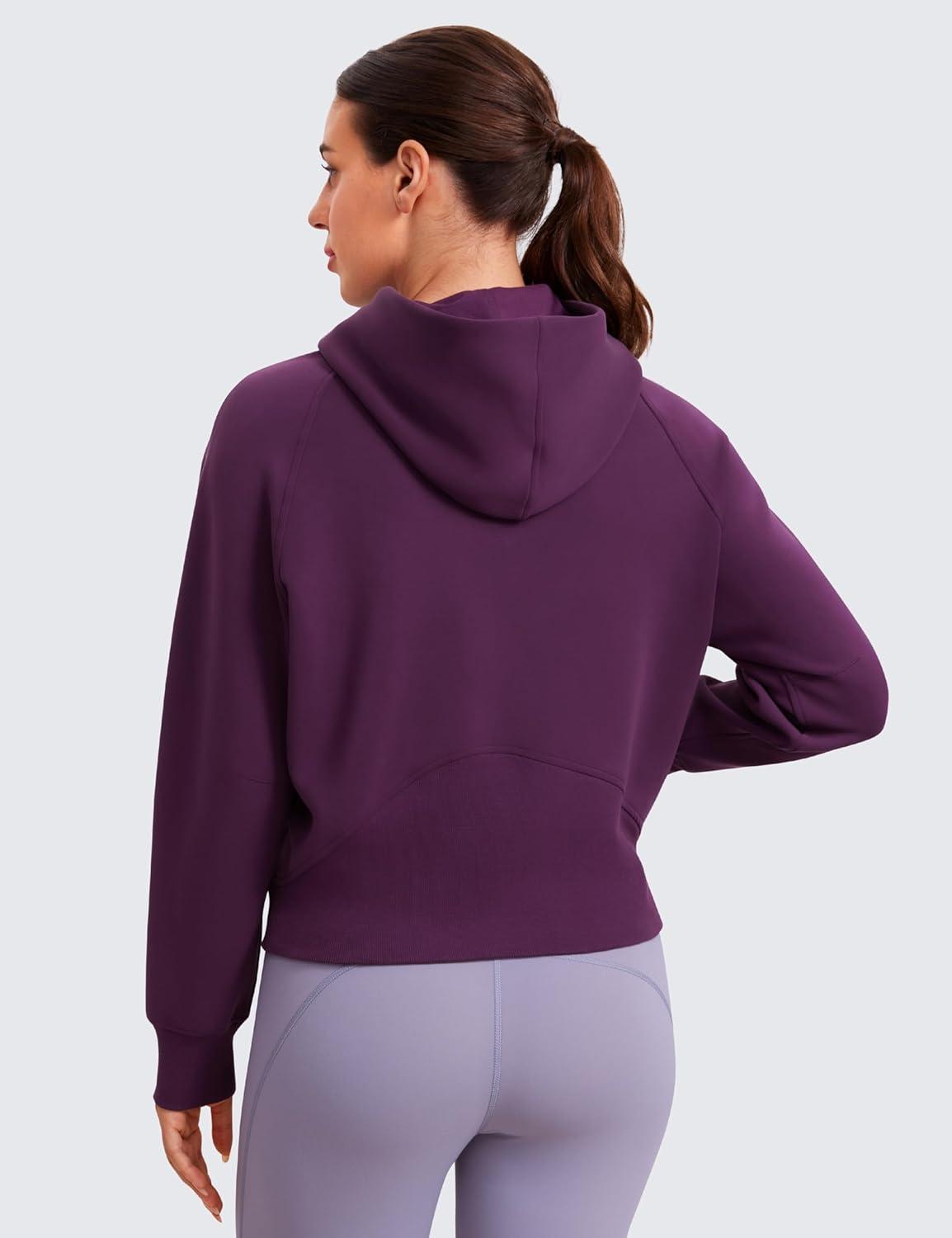 imageCRZ YOGA Womens SoftAura Full Zip Up Hoodie Workout Casual Hooded Sweatshirt Long Sleeve Athletic JacketPlum Magenta