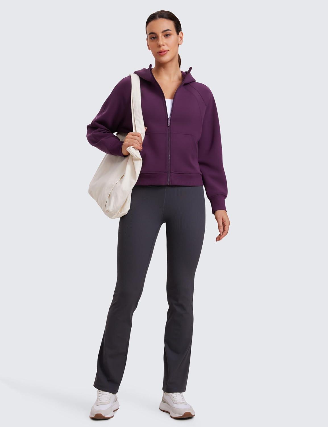 imageCRZ YOGA Womens SoftAura Full Zip Up Hoodie Workout Casual Hooded Sweatshirt Long Sleeve Athletic JacketPlum Magenta