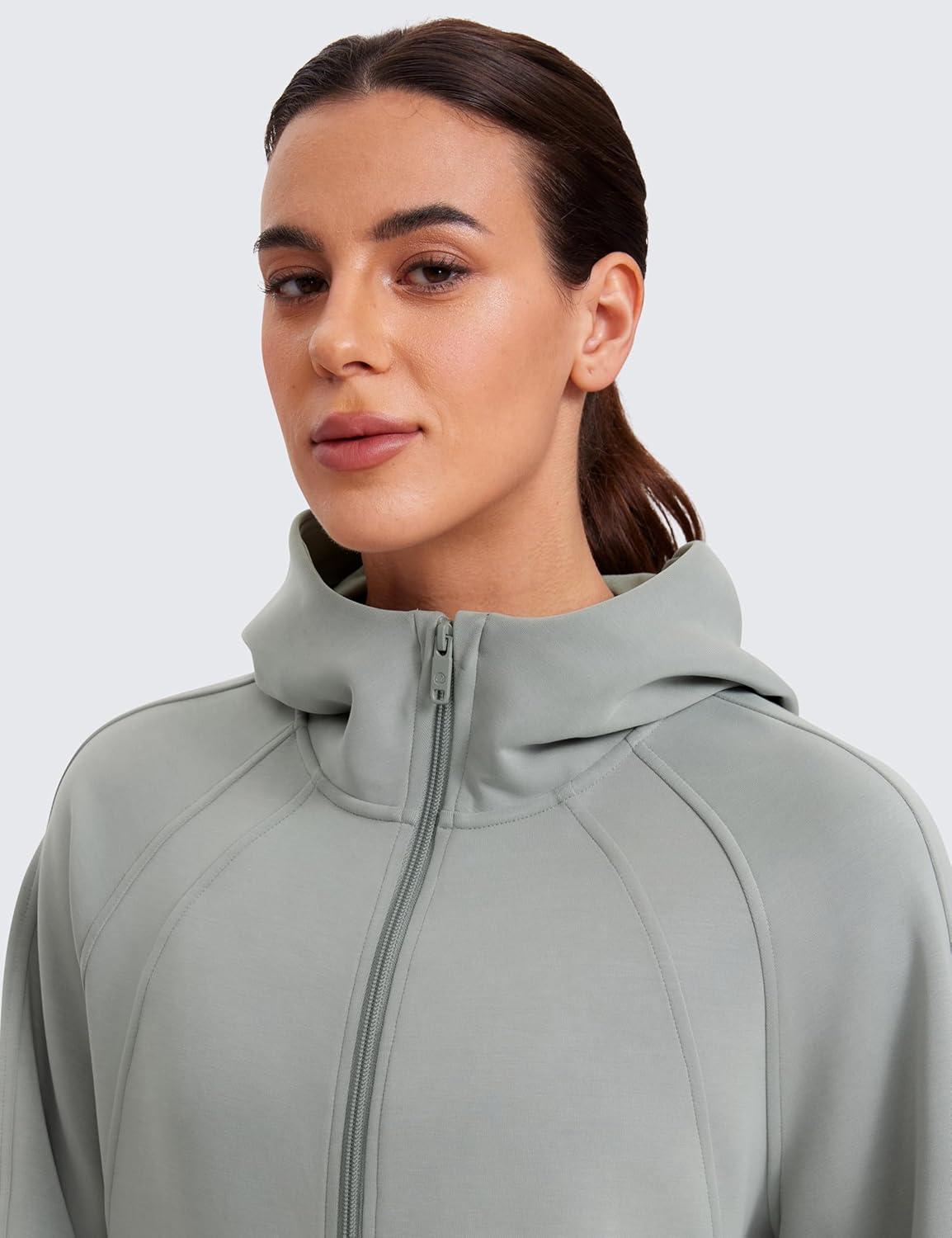 imageCRZ YOGA Womens SoftAura Full Zip Up Hoodie Workout Casual Hooded Sweatshirt Long Sleeve Athletic JacketSterling