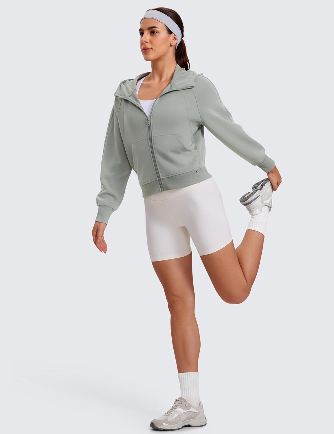 imageCRZ YOGA Womens SoftAura Full Zip Up Hoodie Workout Casual Hooded Sweatshirt Long Sleeve Athletic JacketSterling