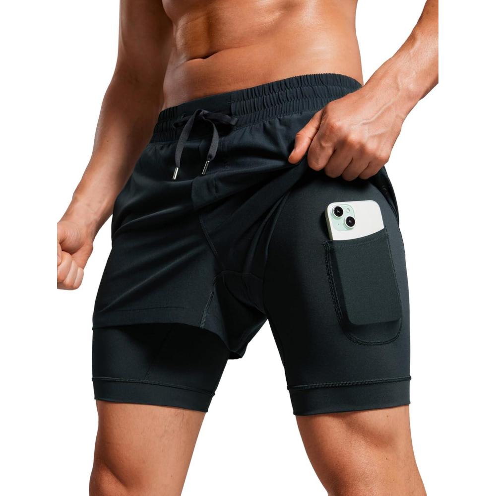 imageCRZ YOGA 2 in 1 Mens Athletic Shorts 35 with Liner Quick Dry Lightweight for Running Gym with Zip PocketsTrue Navy