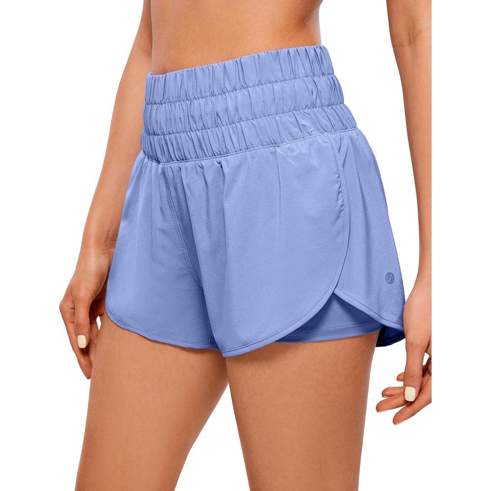 imageCRZ YOGA 2 in 1 Split Running Shorts for Women 3quot High Waisted Workout Athletic Gym Tennis with PocketPeriwinkle Purple