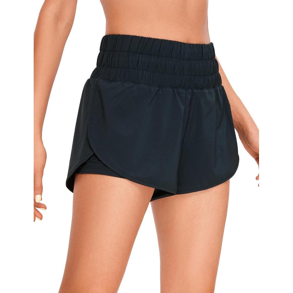 imageCRZ YOGA 2 in 1 Split Running Shorts for Women 3quot High Waisted Workout Athletic Gym Tennis with PocketTrue Navy