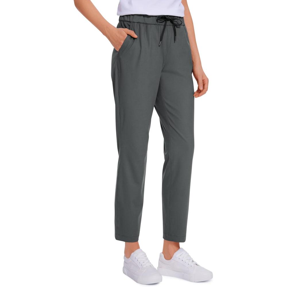 imageCRZ YOGA 4Way Stretch Ankle Golf Pants for Women 27quot Casual Dress Work 78 Sweatpants with PocketsMysterious Grey