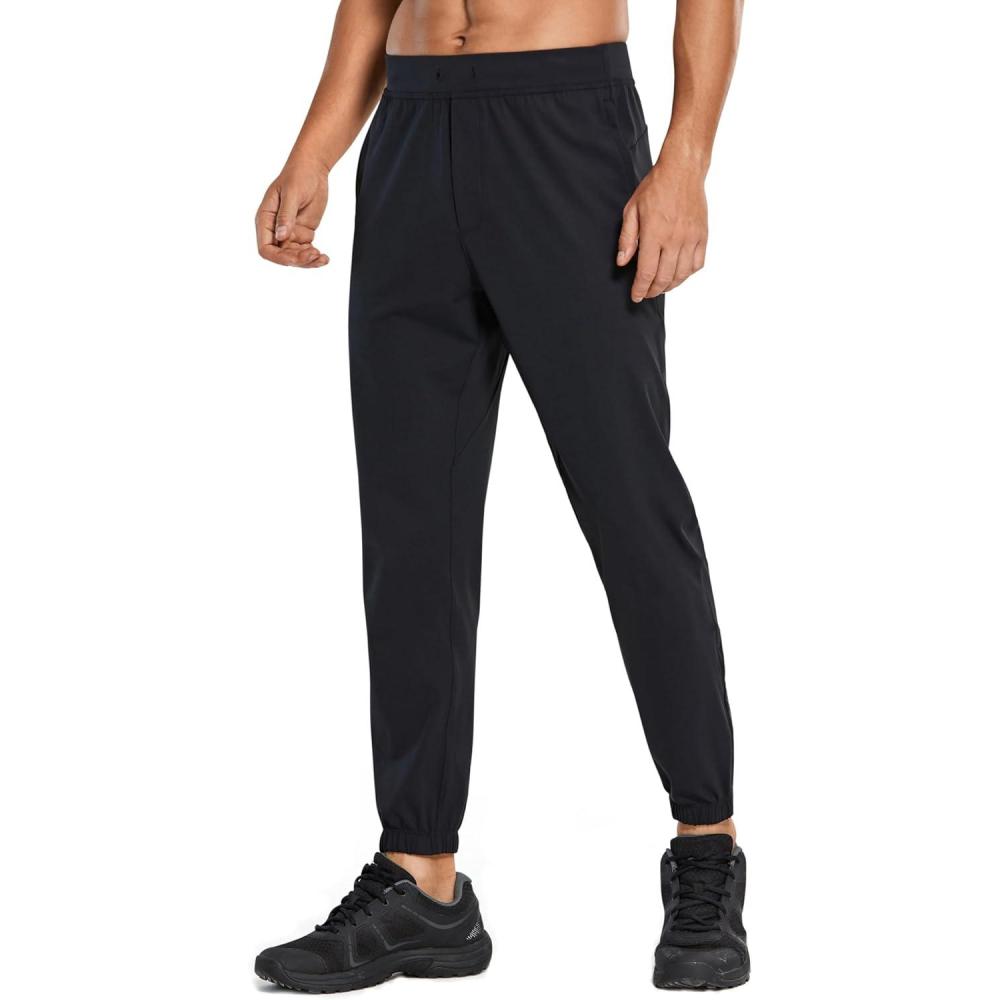 imageCRZ YOGA 4Way Stretch Athletic Joggers for Men 28quot Track Golf Gym Workout Hiking Pants with PocketsBlack
