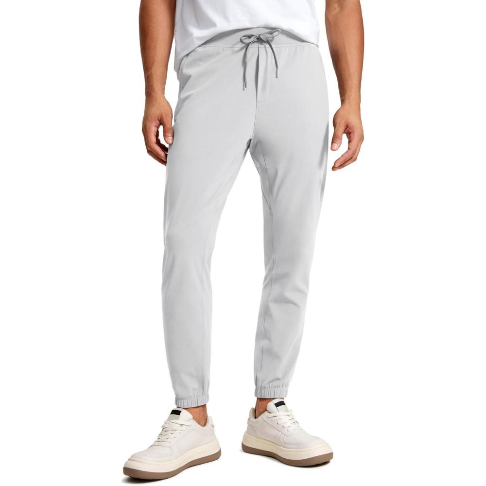 imageCRZ YOGA 4Way Stretch Athletic Joggers for Men 28quot Track Golf Gym Workout Hiking Pants with PocketsPlatinum Grey