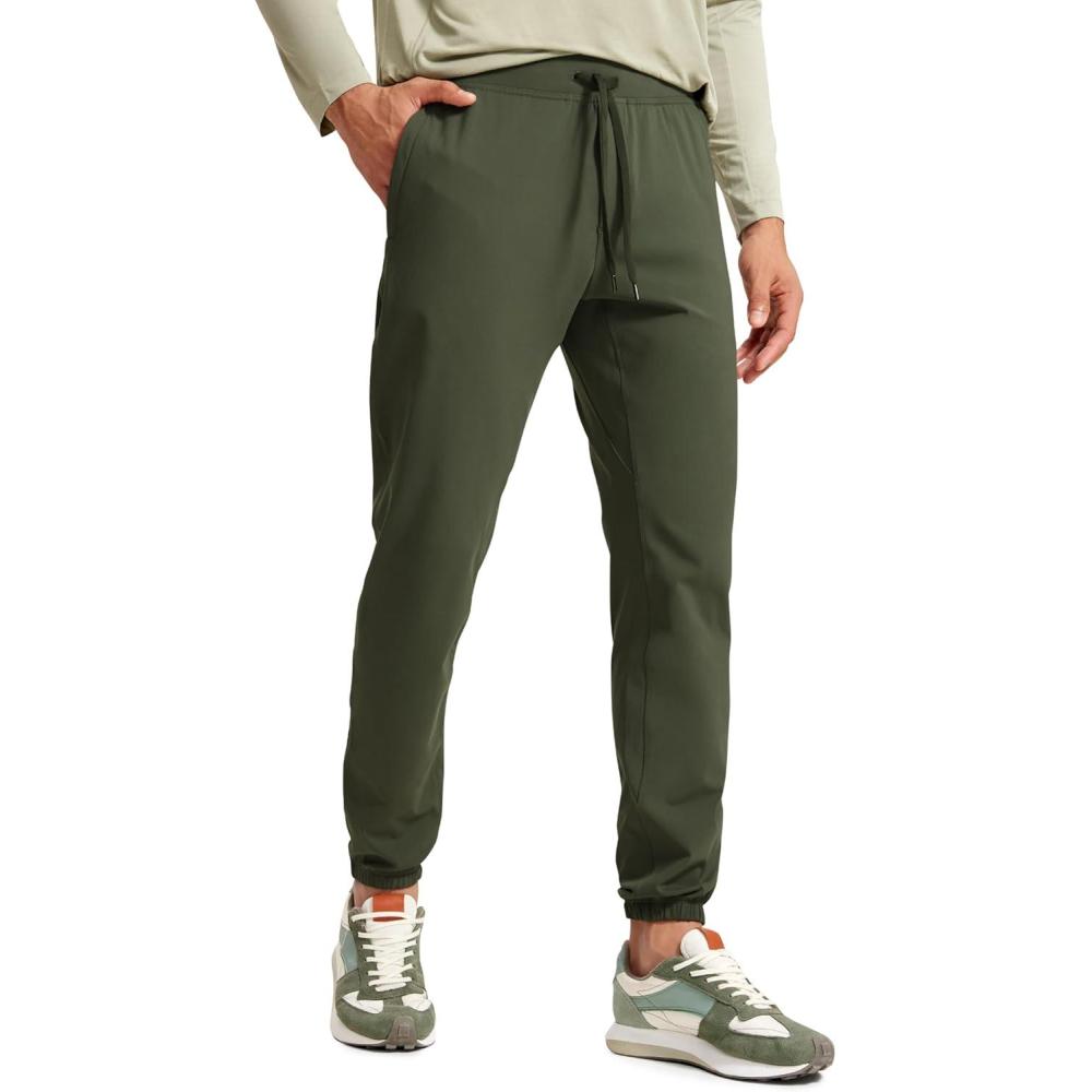 imageCRZ YOGA 4Way Stretch Athletic Joggers for Men 30quot32quot Track Golf Gym Workout Hiking Pants with PocketsDark Olive