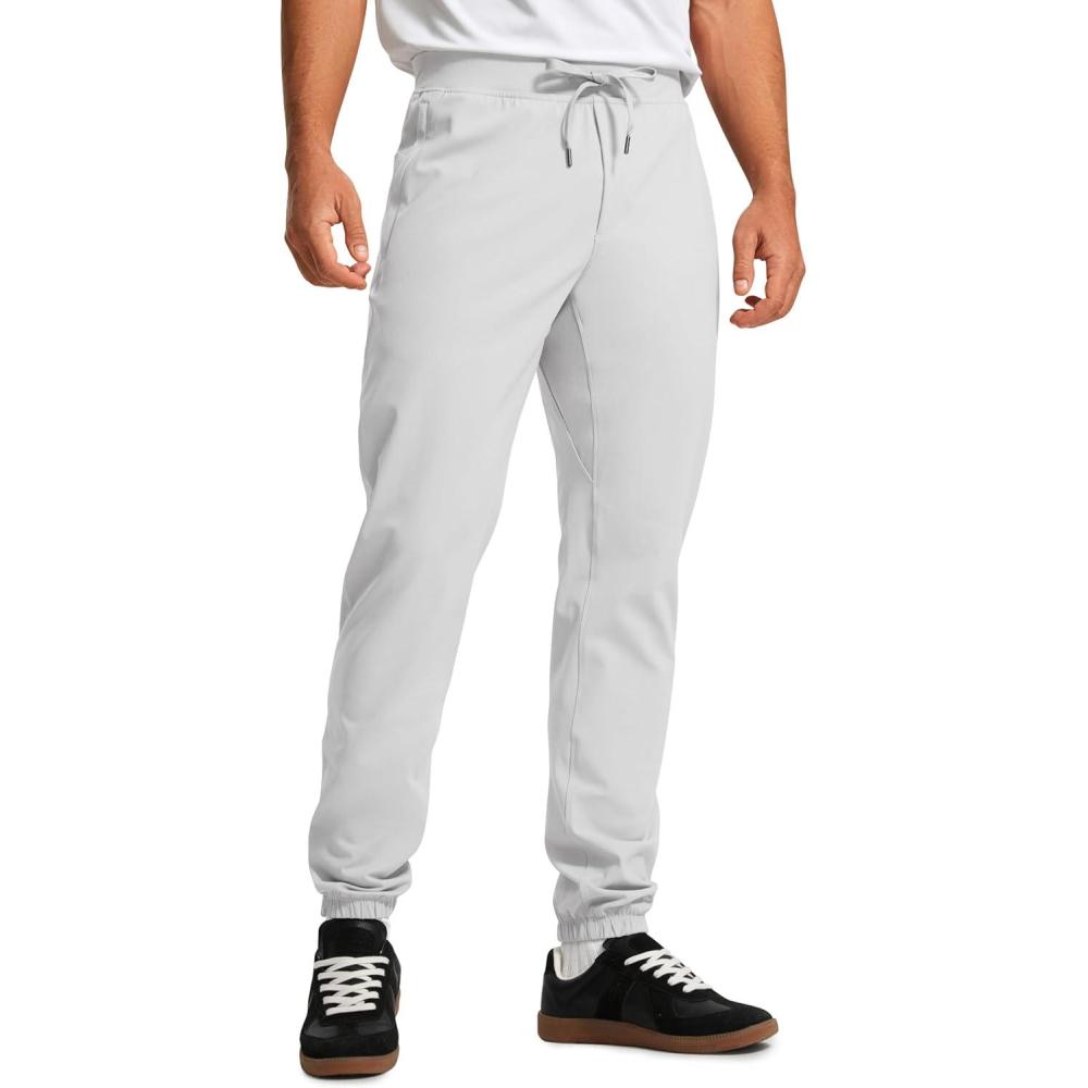 imageCRZ YOGA 4Way Stretch Athletic Joggers for Men 30quot32quot Track Golf Gym Workout Hiking Pants with PocketsPlatinum Grey