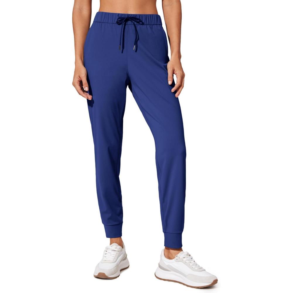 imageCRZ YOGA 4Way Stretch Workout Joggers for Women 28quot Casual Travel Athletic Pants with PocketsLarkspur Blue