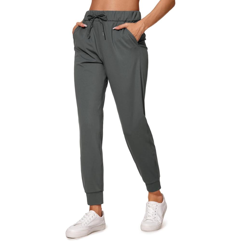 imageCRZ YOGA 4Way Stretch Workout Joggers for Women 28quot Casual Travel Athletic Pants with PocketsMysterious Grey