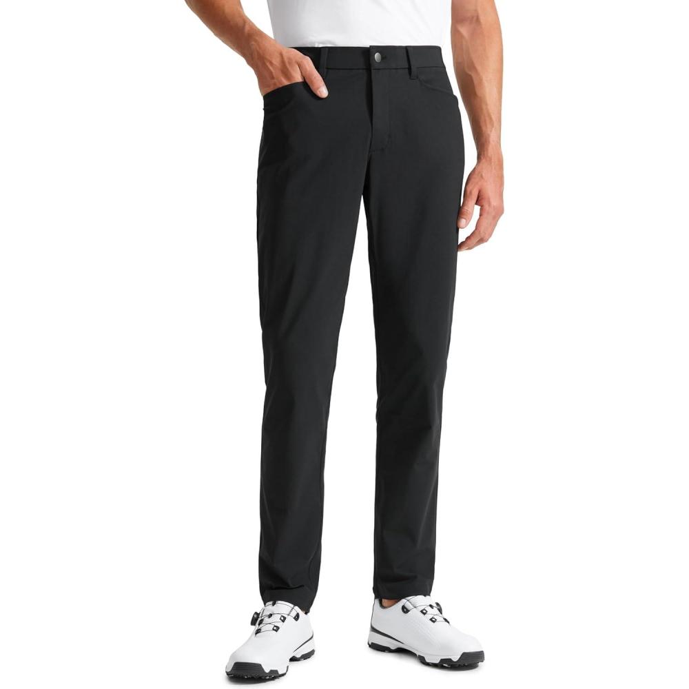 imageCRZ YOGA All Day Comfy 5Pocket Golf Pants for Men 28quot30quot32quot34quot Quick Dry Lightweight Casual Work Stretch TrousersBlack