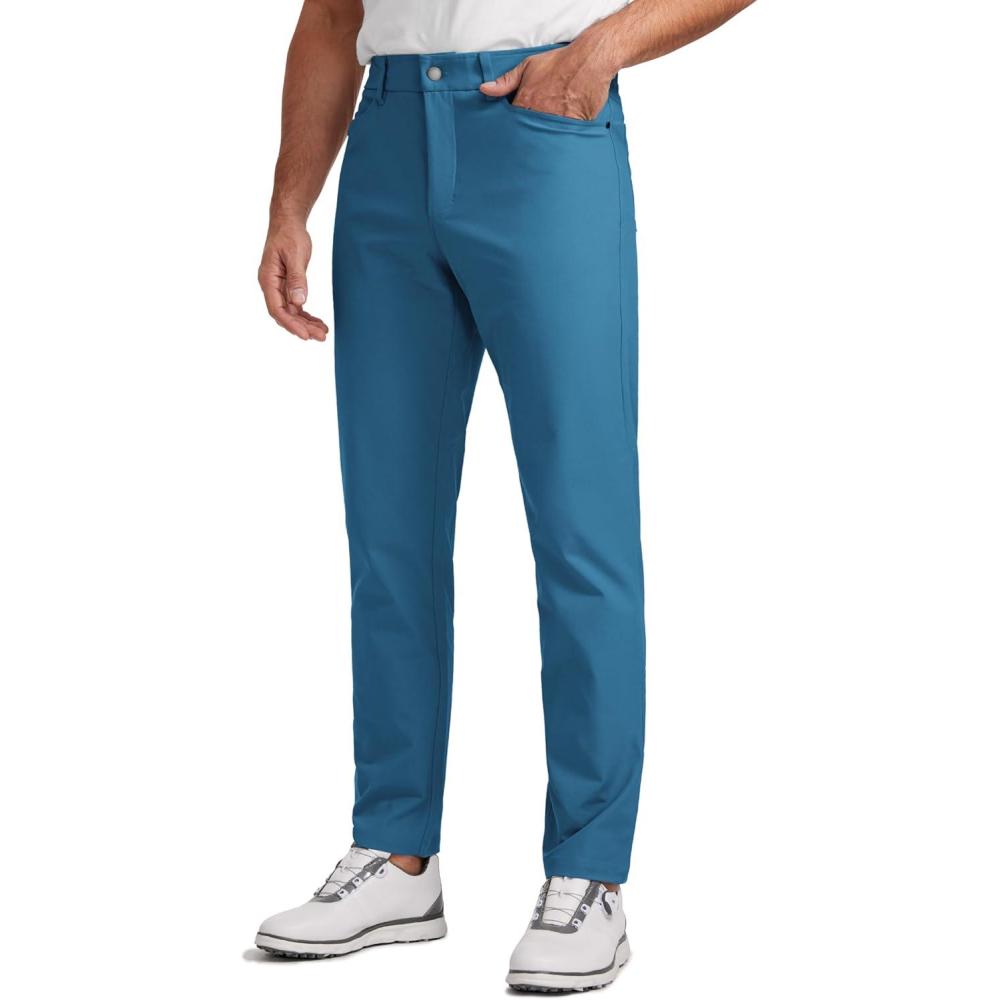imageCRZ YOGA All Day Comfy 5Pocket Golf Pants for Men 28quot30quot32quot34quot Quick Dry Lightweight Casual Work Stretch TrousersIron Blue