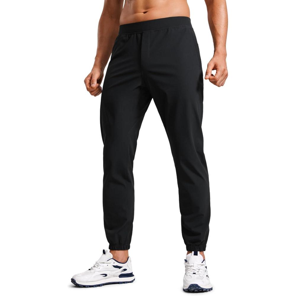imageCRZ YOGA Athletic Joggers for Men 29quot Lightweight Running Training Pants with Zip Pockets and Ankle ZippersBlack