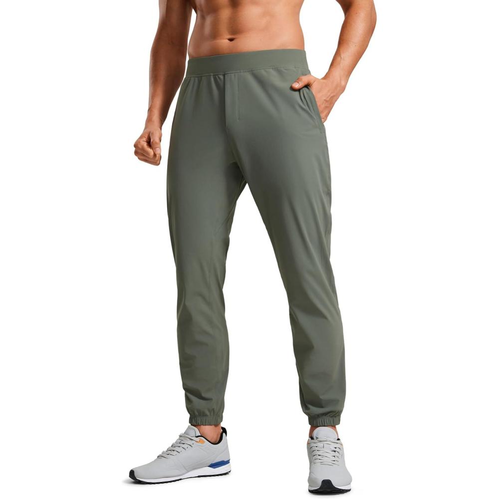 imageCRZ YOGA Athletic Joggers for Men 29quot Lightweight Running Training Pants with Zip Pockets and Ankle ZippersGrey Sage