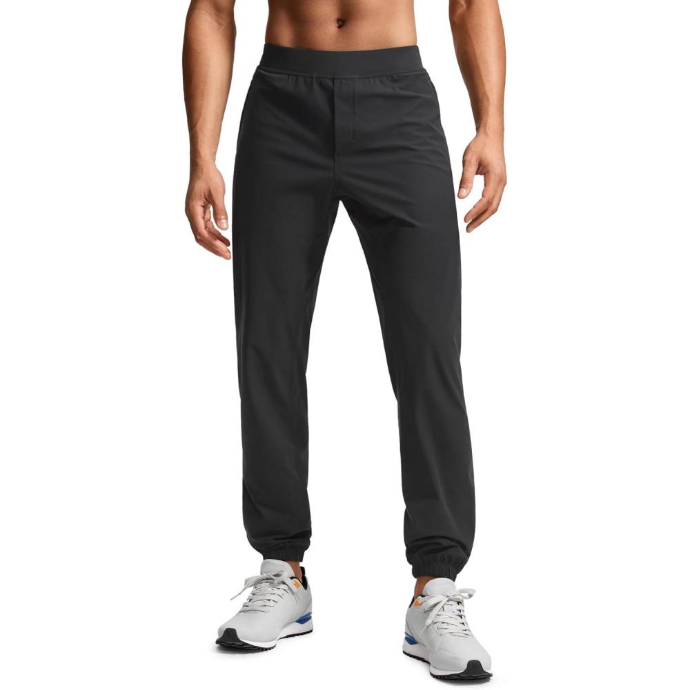 imageCRZ YOGA Athletic Joggers for Men 31quot Lightweight Running Training Pants with Zip Pockets and Ankle ZippersInk Gray