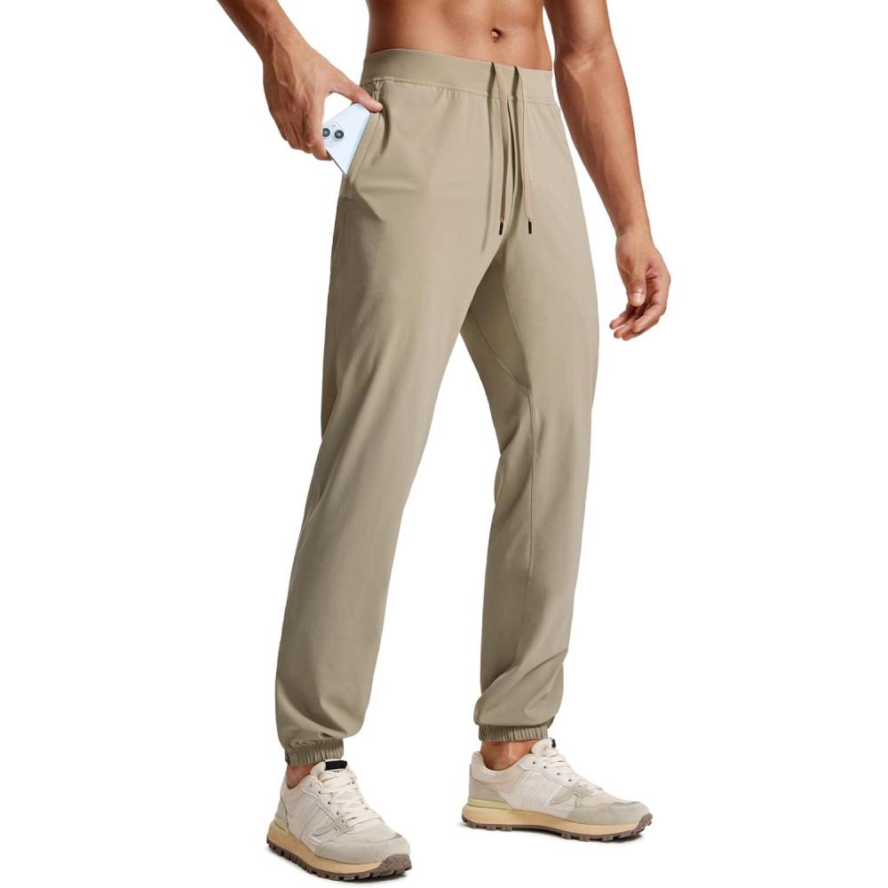 imageCRZ YOGA Athletic Joggers for Men 31quot Lightweight Running Training Pants with Zip Pockets and Ankle ZippersKhali Barley