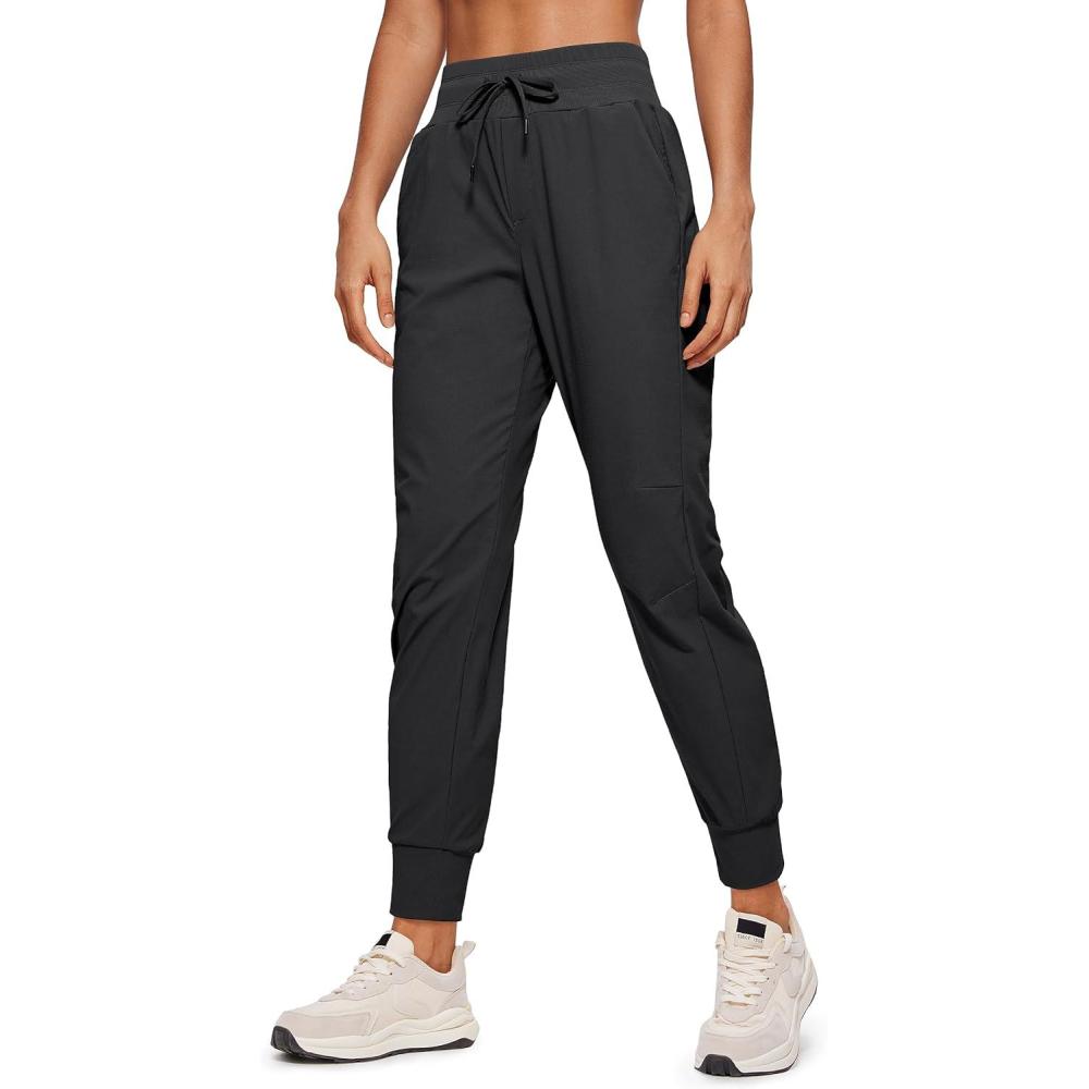 imageCRZ YOGA Athletic Joggers for Women 275quot Lightweight Travel Outdoor Hiking Pants with PocketsInk Gray