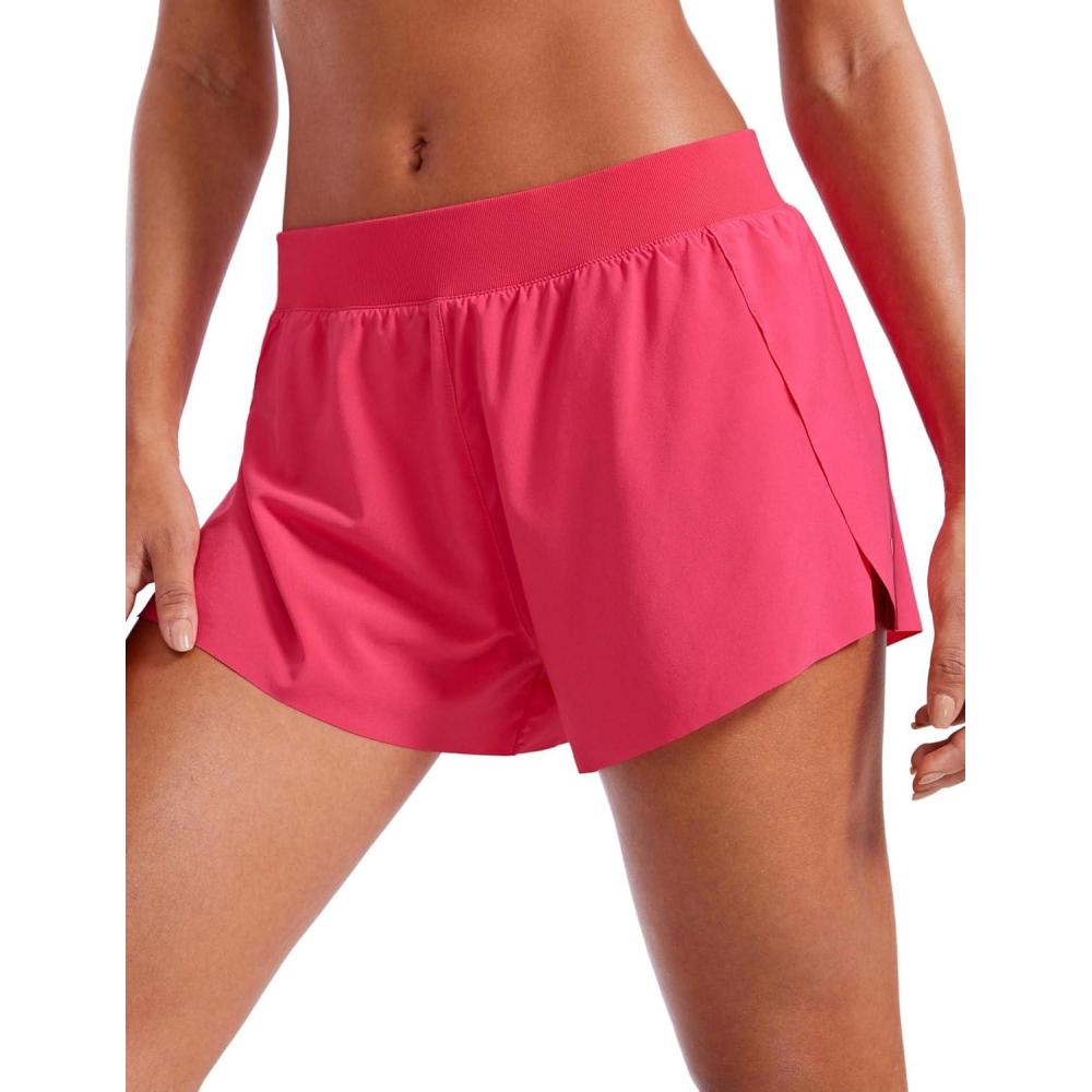 imageCRZ YOGA Athletic Running Shorts for Women V Split Low Waisted Lightweight Gym Workout Athletic Shorts with LinerLip Gloss Pink