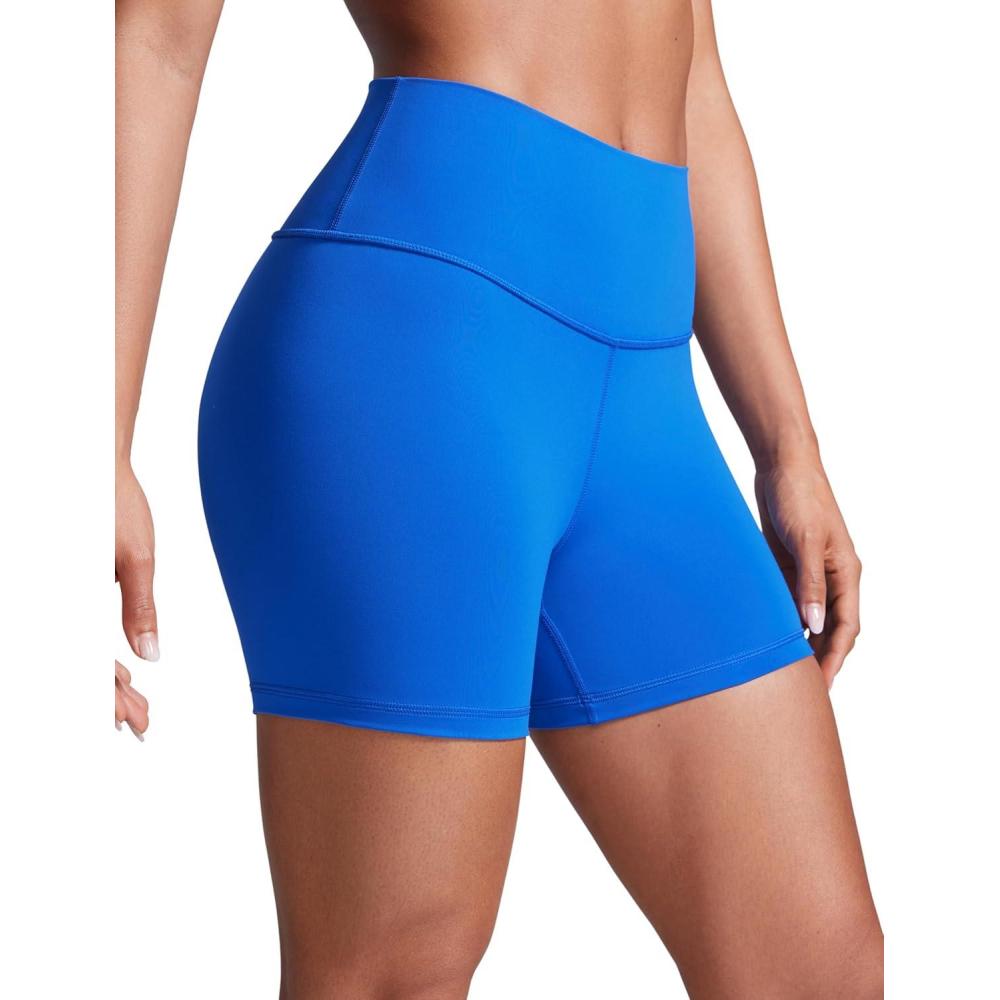 imageCRZ YOGA Butterbreeze Athletic Biker Shorts 4 High Waisted Workout Gym Volleyball Running Yoga Tummy Control WomensSparkle Blue