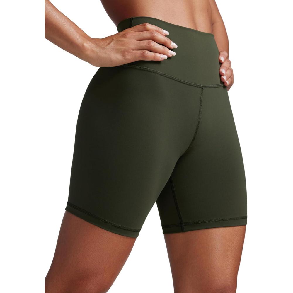 imageCRZ YOGA Butterbreeze Athletic Biker Shorts 6 High Waisted Workout Gym Volleyball Running Yoga Tummy Control WomensOlive Green