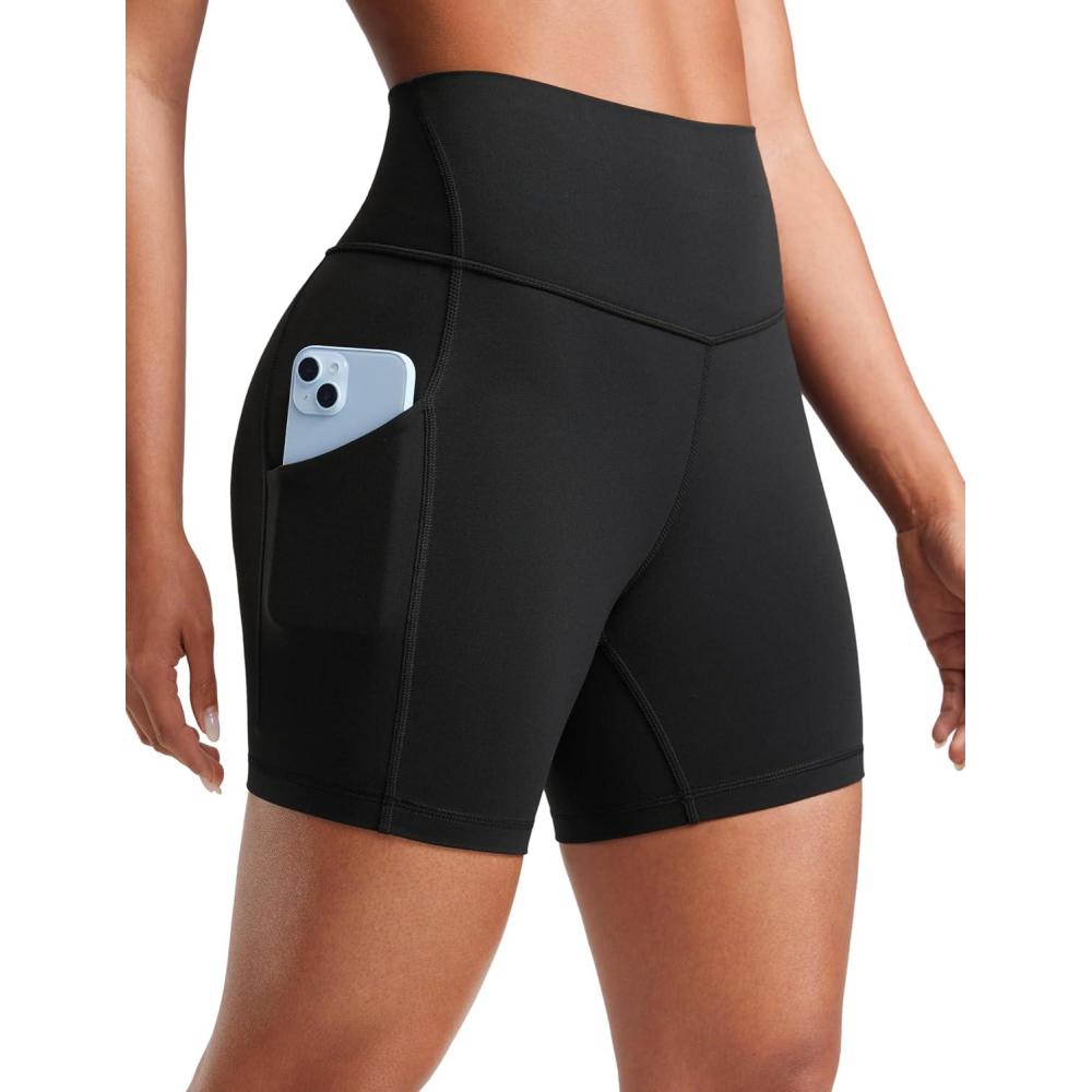 imageCRZ YOGA Butterluxe Biker Shorts Pockets 5quot  High Waisted Volleyball Workout Athletic Yoga WomensBlack