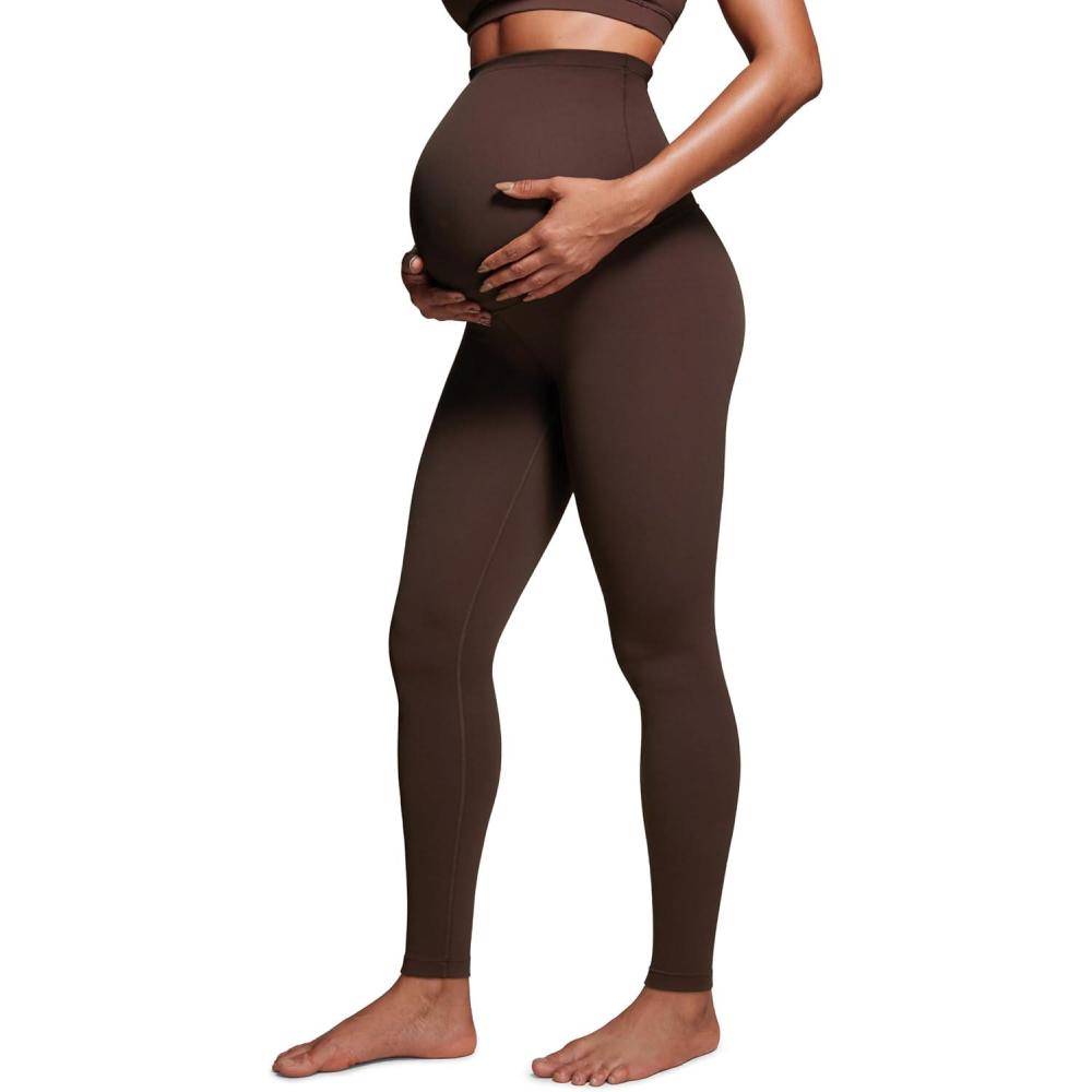 imageCRZ YOGA Butterluxe Extra Long Maternity Leggings 30 Yoga Lounge Pants for Tall Women Pregnancy Soft Over The BellyHot Fudge Brown