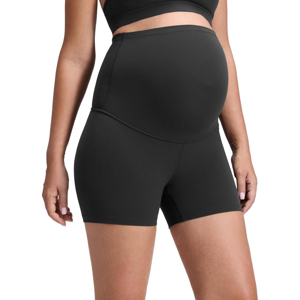 imageCRZ YOGA Butterluxe Maternity Biker Shorts 4quot Over The Belly Pregnancy Yoga Workout Womens Activewear Buttery SoftBlack