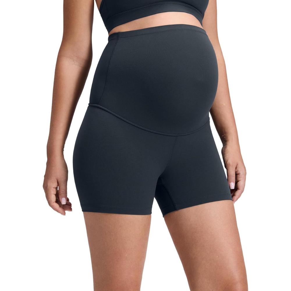 imageCRZ YOGA Butterluxe Maternity Biker Shorts 4quot Over The Belly Pregnancy Yoga Workout Womens Activewear Buttery SoftTrue Navy