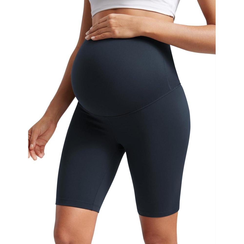 imageCRZ YOGA Butterluxe Maternity Biker Shorts 8quot Over The Belly Pregnancy Yoga Workout Womens Activewear Buttery SoftTrue Navy