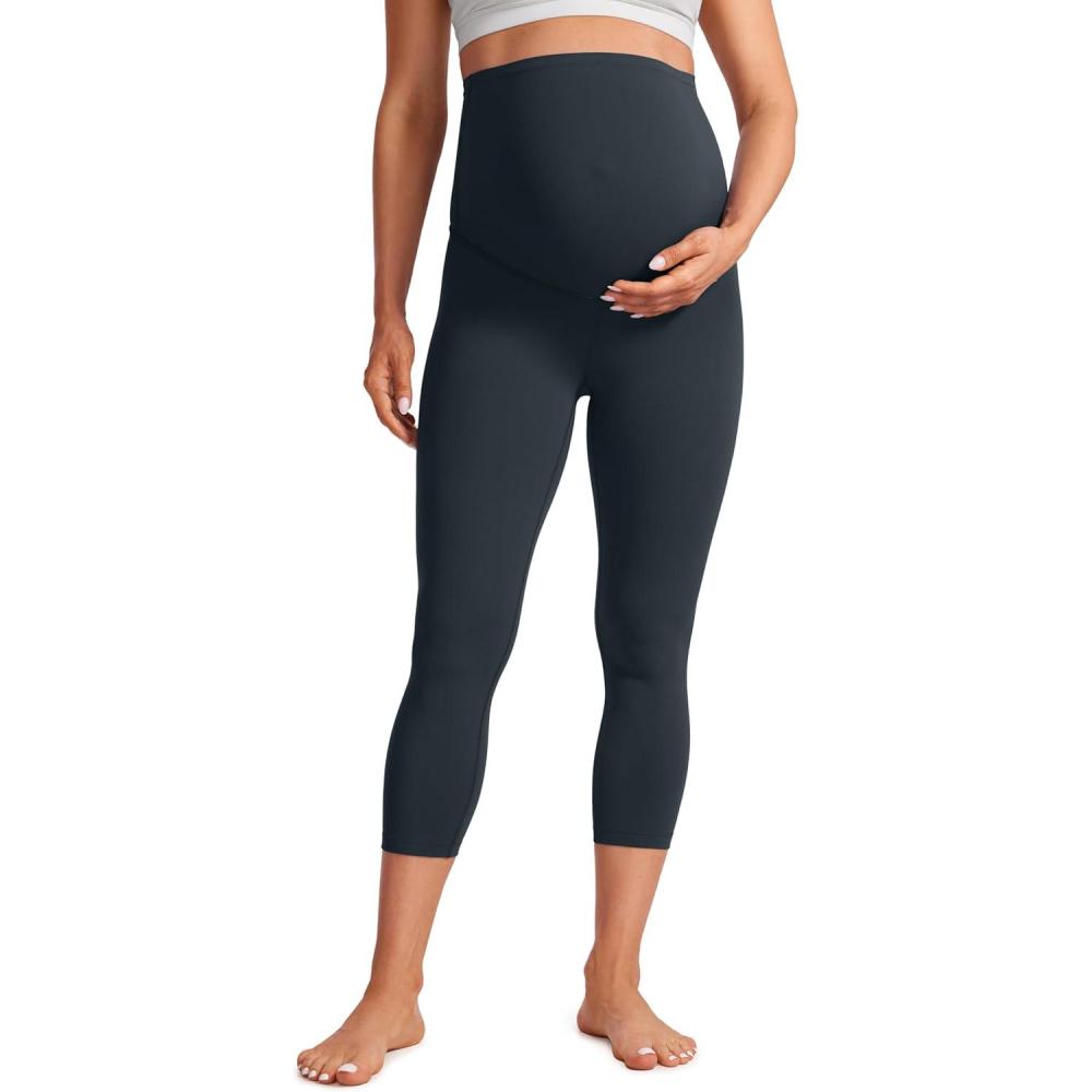 imageCRZ YOGA Butterluxe Maternity Capris Leggings 21quot Over The Belly Workout Active Yoga Womens Pregnancy Crop Pants StretchyTrue Navy