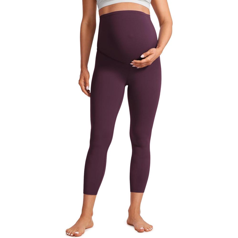 imageCRZ YOGA Butterluxe Maternity Capris Leggings 23quot Over The Belly Workout Active Yoga Womens Pregnancy Crop Pants StretchyDeep Purple